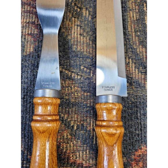 Stainless Steel Carving Set with Wood Handles - Picture 4 of 5